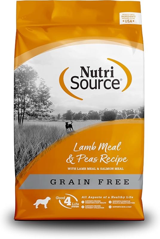 NutriSource Lamb Meal & Peas Formula Dog Food, Grain Free, 5 lb, for D