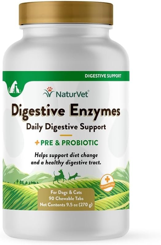NaturVet Digestive Enzymes Plus Probiotics Supplement for Dogs, Soft C