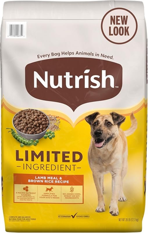 Nutrish Limited Ingredient Lamb Meal & Brown Rice Dry Dog Food, 28 lb