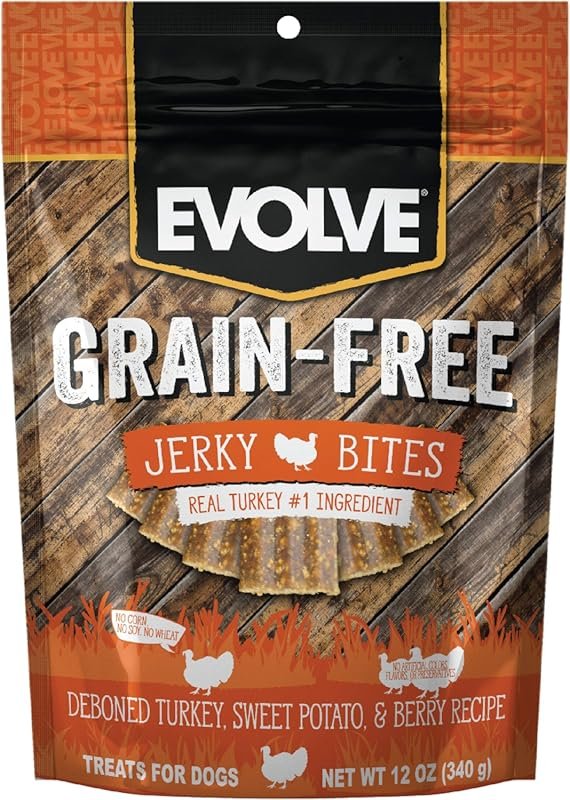 Evolve Grain Free Turkey, Pea, and Berry Jerky Bites Dog Treats