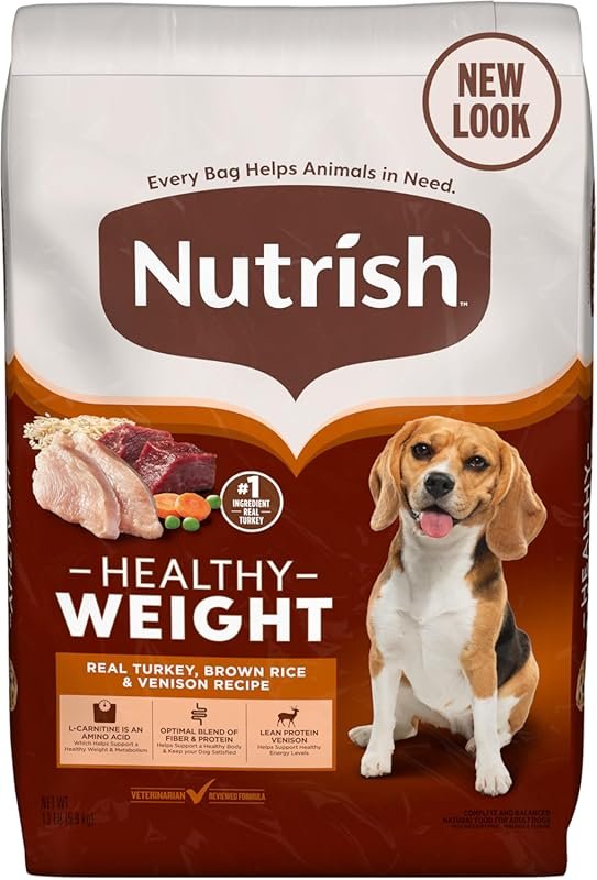 Nutrish Healthy Weight Turkey, Brown Rice & Venison Dry Dog Food, 13 l