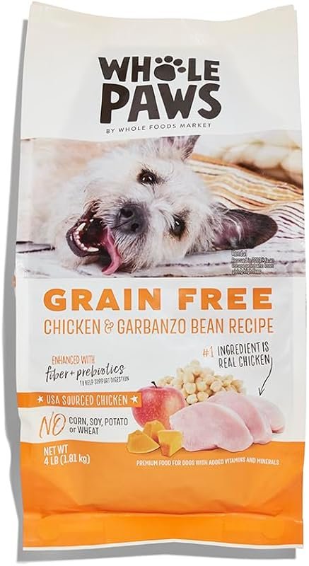 Whole Paws, Grain-Free Dry Dog Food, Chicken & Garbanzo Bean Recipe, E