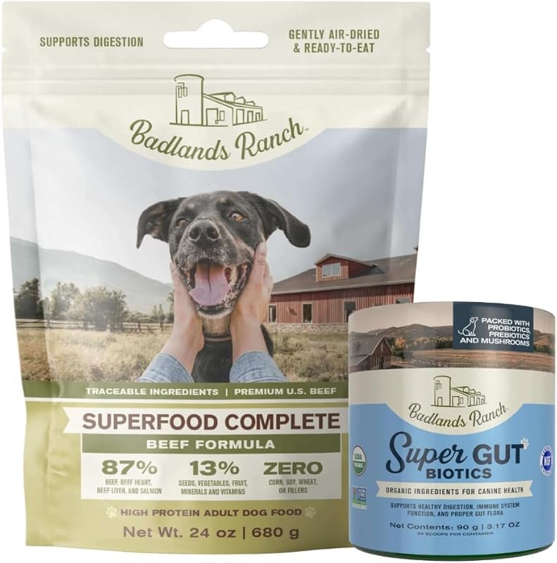 Badlands Ranch Air-Dried Premium Beef Dog Food with Super Gut Organic 