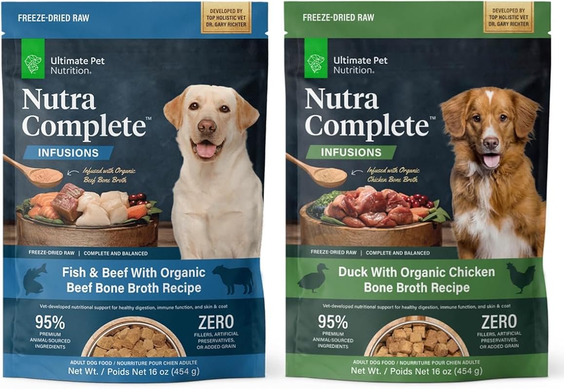 Nutra Complete Freeze Dried Raw Dog Food Bone Broth Infusions 16 oz Du