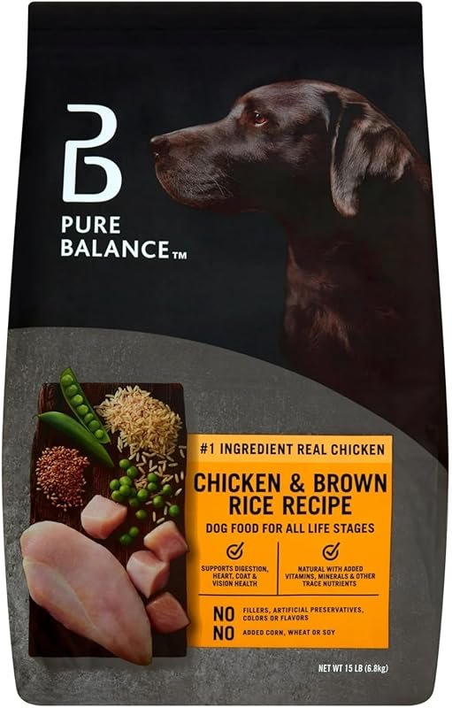 Pure Balance Chicken & Brown Rice Recipe Dry Dog Food, 15 lbs, Natural