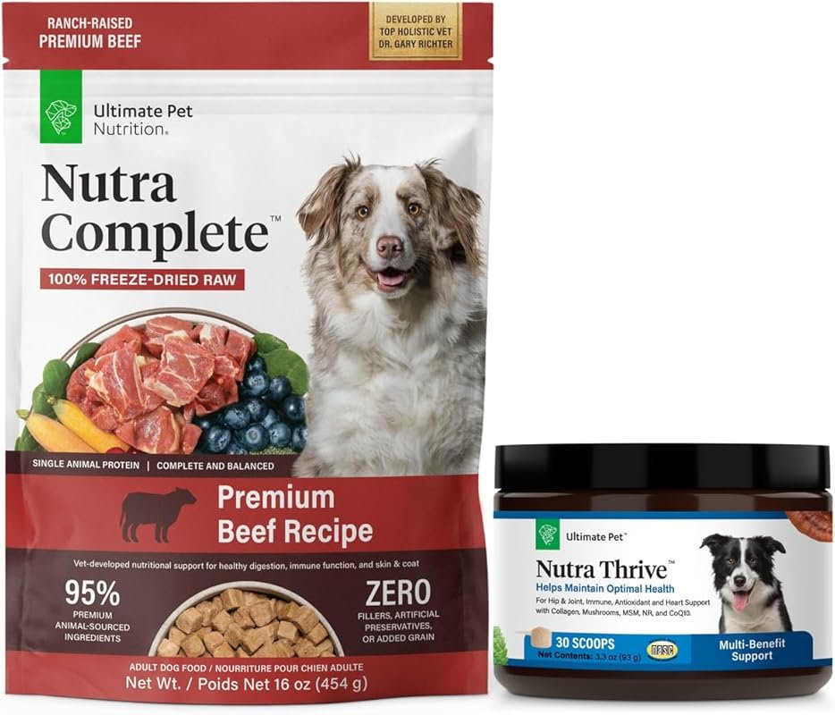 Nutra Complete Freeze Dried Raw Dog Food Beef 1 lb with Thrive Powder 
