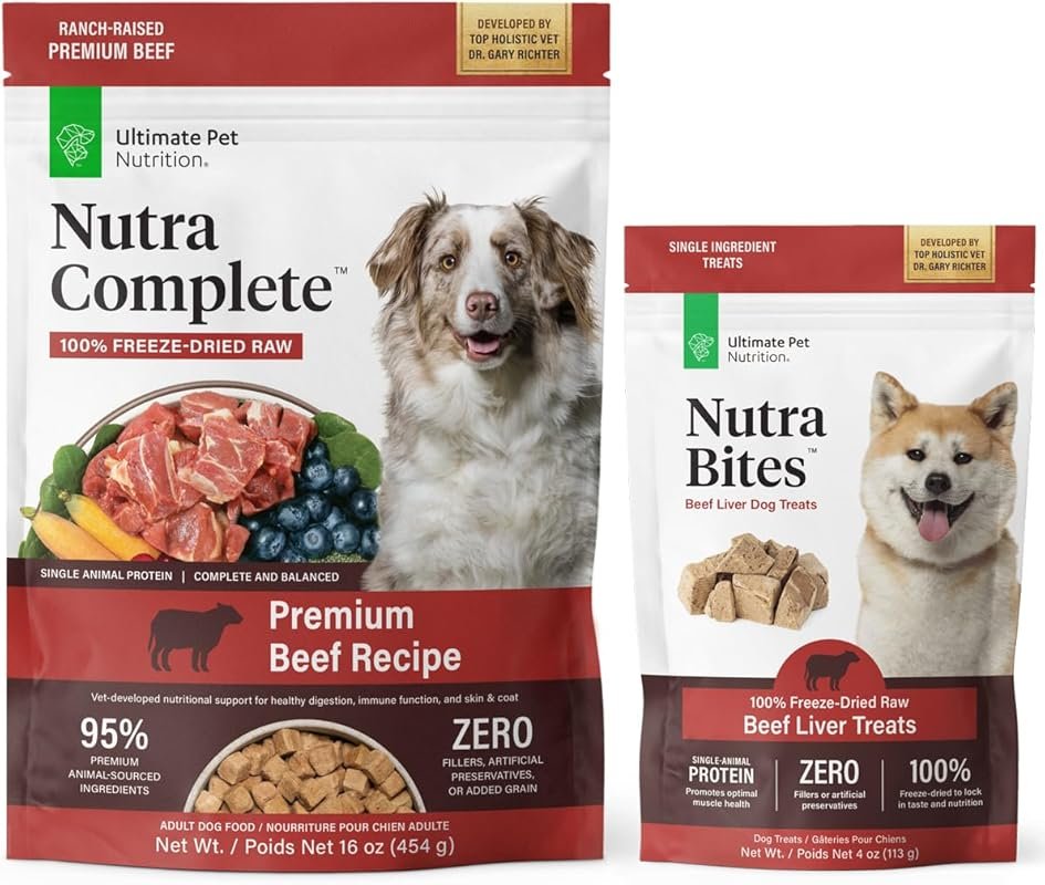 Nutra Complete Freeze Dried Raw Beef Dog Food and Liver Treats Bundle