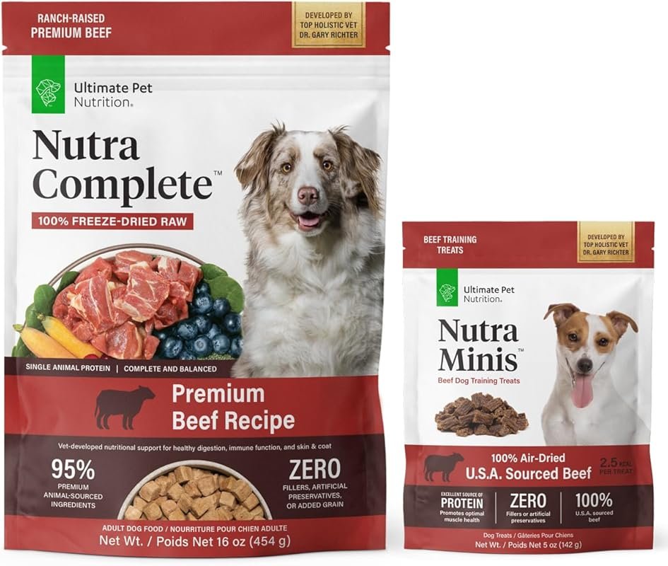 Nutra Complete Freeze Dried Raw Dog Food Beef 1 lb with Air Dried Beef