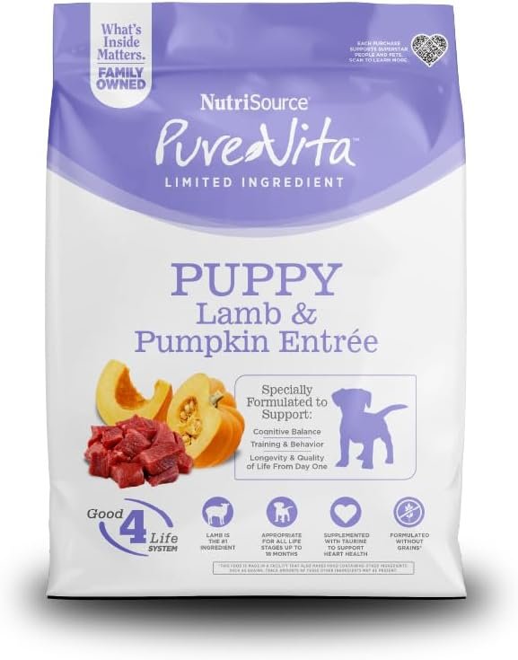NutriSource Pure Vita Grain Free Lamb & Pumpkin Puppy Food, 4LB