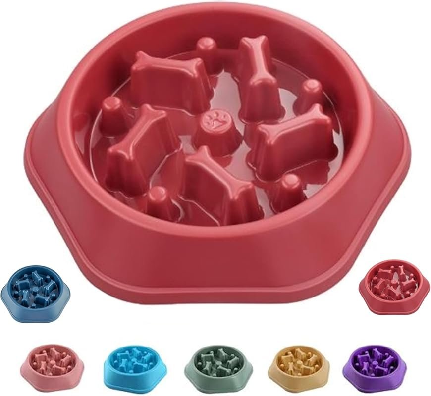 Slow Feeder Dog Food Bowl – Bowl Designed to Slow Eating, Promotes Hea