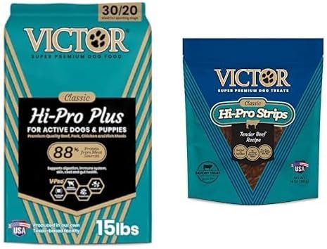 Victor Hi-Pro Plus Dry Dog Food with Real Beef Kibble and Savory Strip