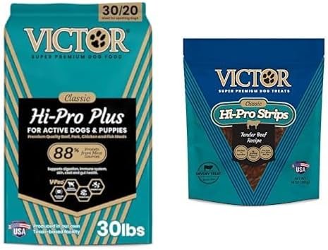 Victor Hi-Pro Plus Dry Dog Food with Real Beef Kibble and Savory Strip