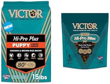 Victor Hi-Pro Plus Large Breed Puppy Food with Real Beef Kibble and Bi