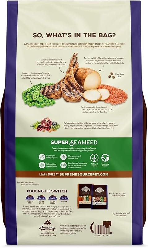 Supreme Source Grain-Free Dry Dog Food with Seaweed, Turkey Meal & Swe