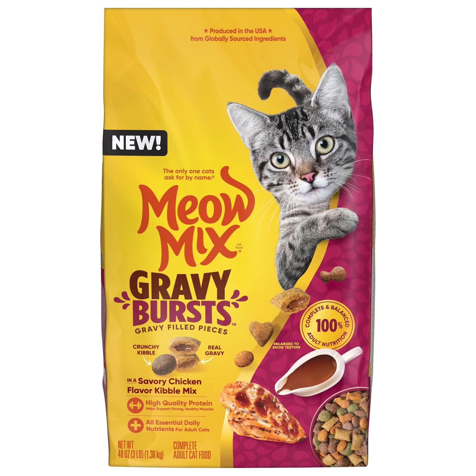 Meow Mix Gravy Bursts Dry Cat Food Review: Tasty Chicken Flavor Cats Love