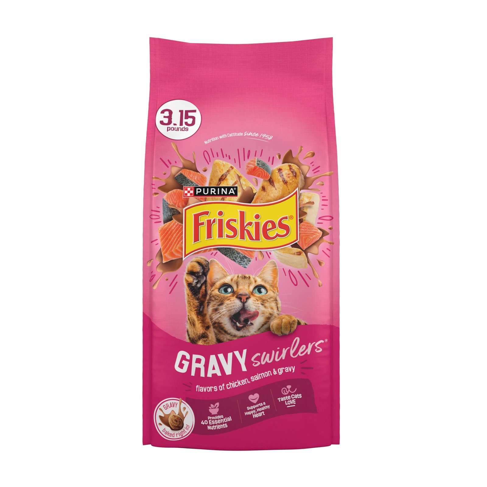 Purina Friskies Gravy Swirlers Review: Tasty Chicken & Salmon Dry Cat Food with