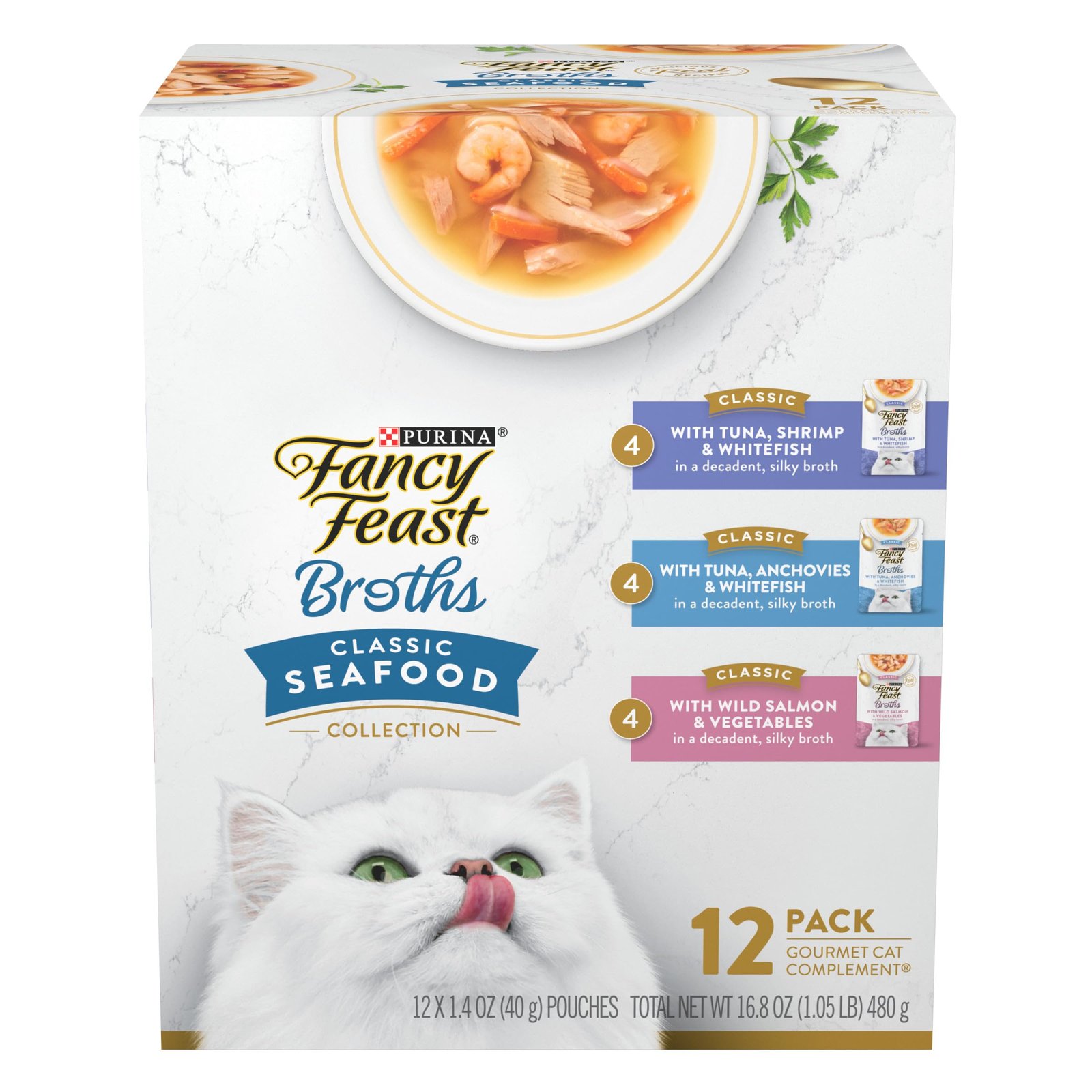 Purina Fancy Feast Lickable Wet Cat Food Review: Tasty Broth Variety Pack Cats L